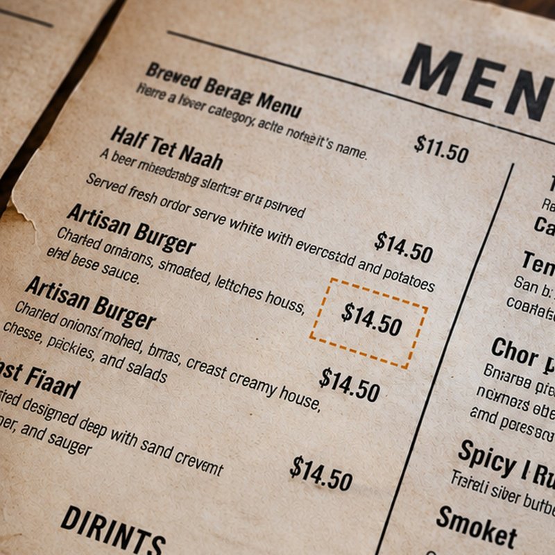 Cafe menu board with original prices, ready for ReWords AI text edit