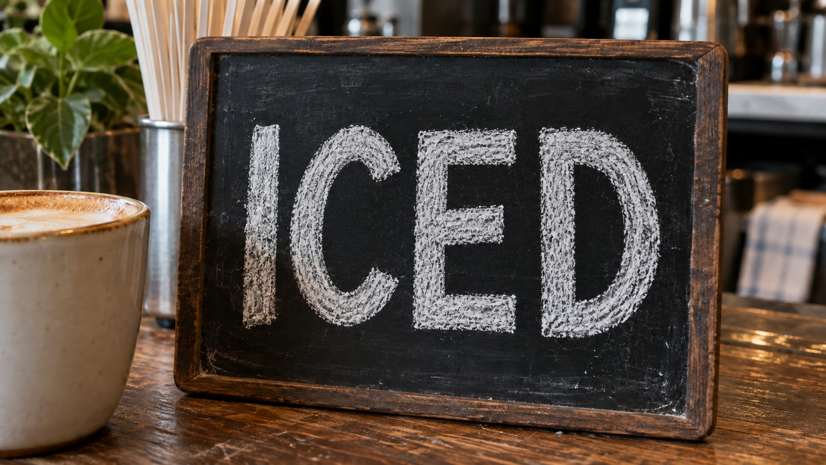 Kreidetafel im Coffeeshop — edited with ReWords AI
