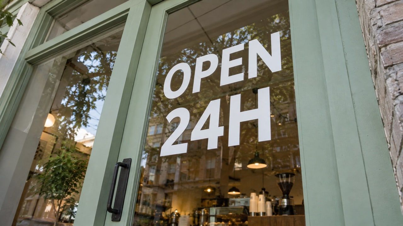 Glass Door Vinyl Hours — original image