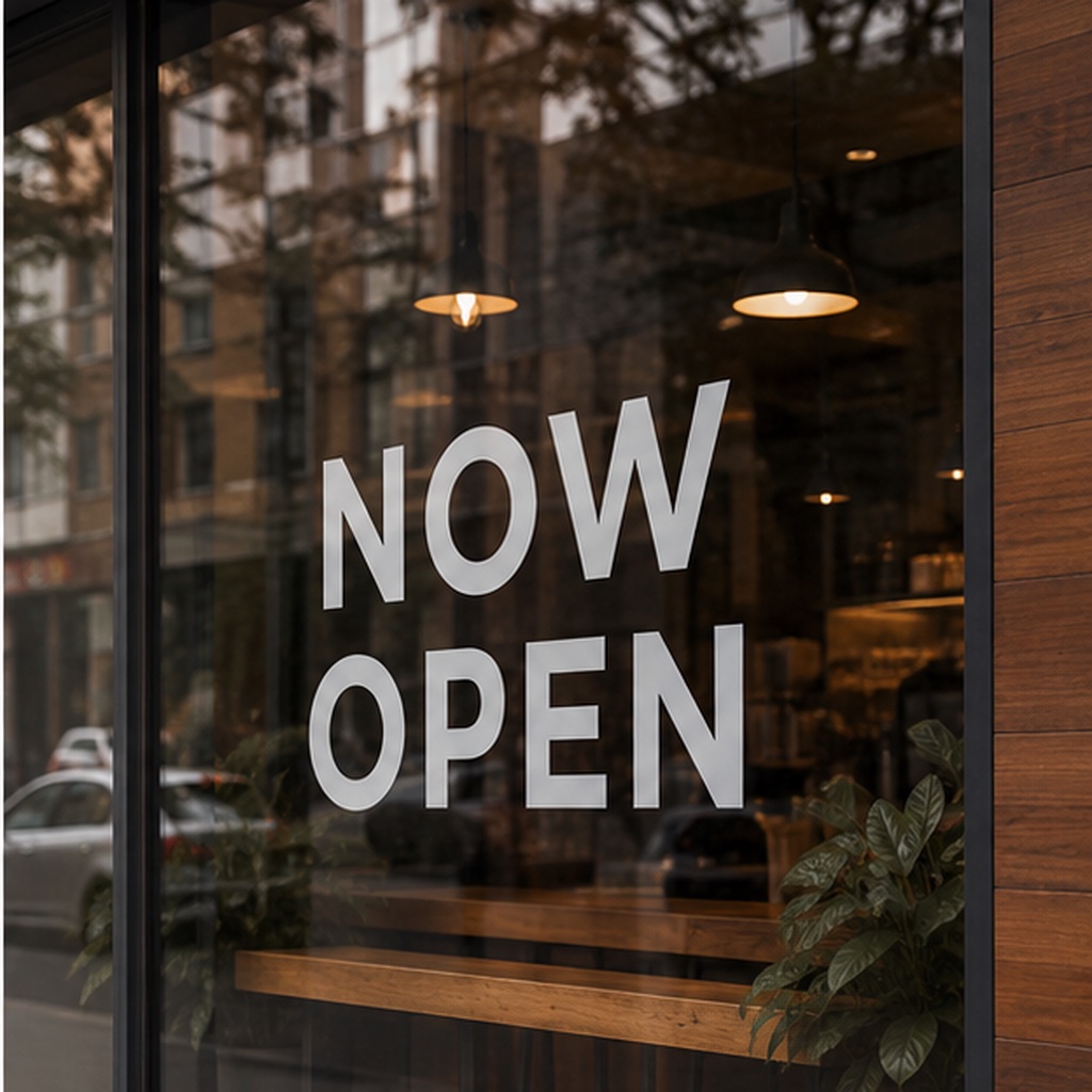 Storefront glass text edited with ReWords AI